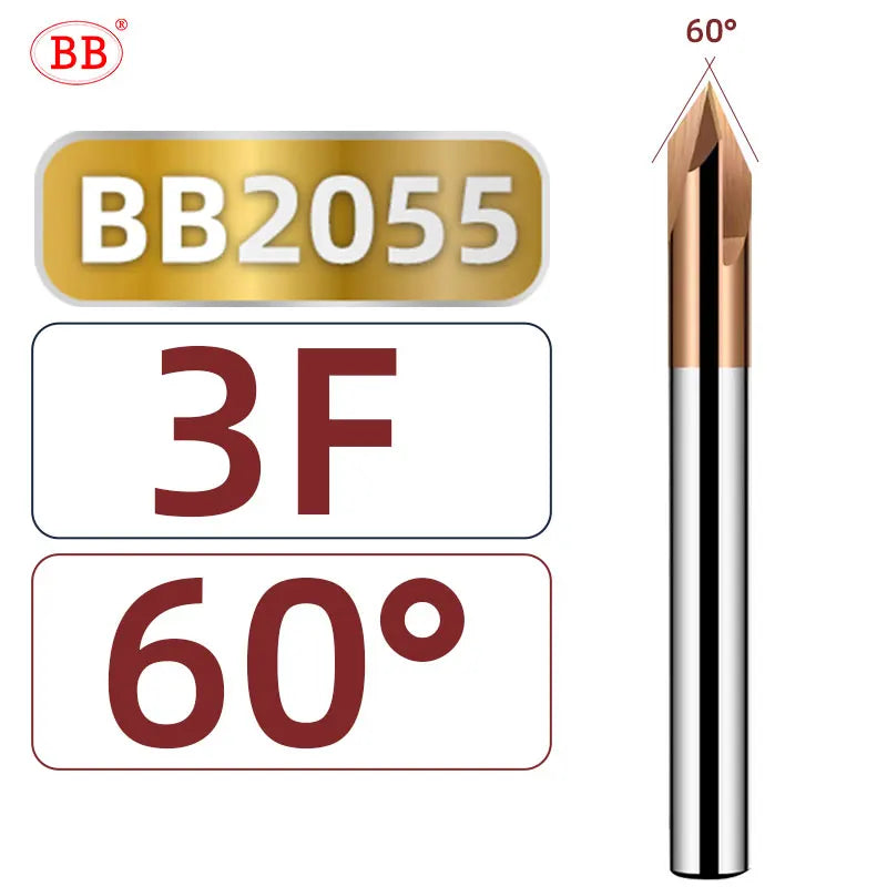 BB Chamfer Cutter Long Length 100mm 150mm Carbide Extended 3F V Milling Countersink CNC 60 90 120 Degree Deburring Edges