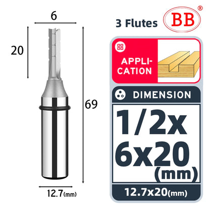 BB Straight Bit 1/4 1/2 Woodworking