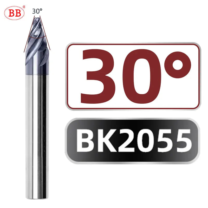 BB Chamfer Cutter Spiral Flute Carbide End Mill 30 40 60 90 120 Degree Steel Aluminum