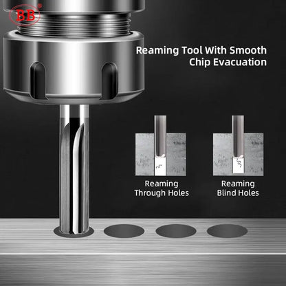 BB Machine Reamer 7.43mm~12.09mm Straight Flute Solid Carbide Uncoated Tolerance Chucking Metal Cutter CNC for Aluminum