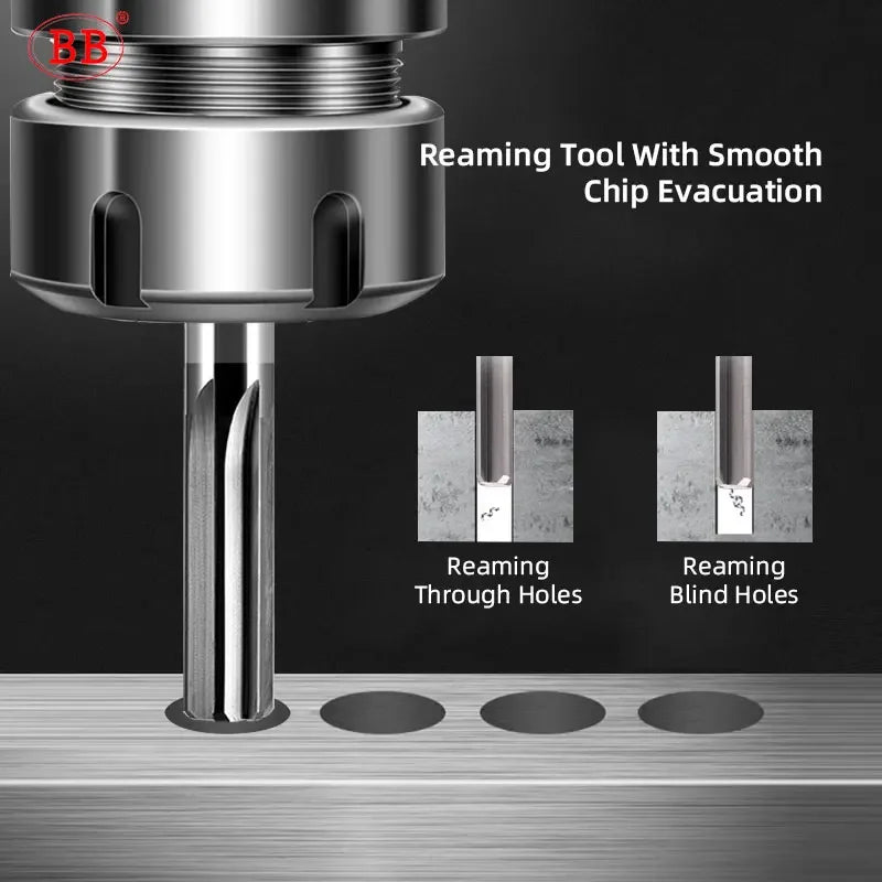 BB Machine Reamer 2.91mm~7.42mm Straight Flute Solid Carbide Uncoated Tolerance Chucking Metal Cutter CNC for Aluminum