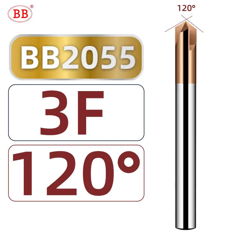 BB Chamfer Cutter Long Length 100mm 150mm Carbide Extended 3F V Milling Countersink CNC 60 90 120 Degree Deburring Edges