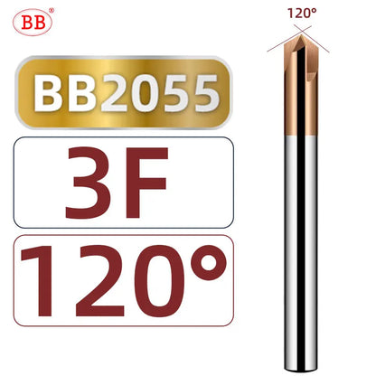 BB Chamfer Cutter Long Length 100mm 150mm Carbide Extended 3F V Milling Countersink CNC 60 90 120 Degree Deburring Edges