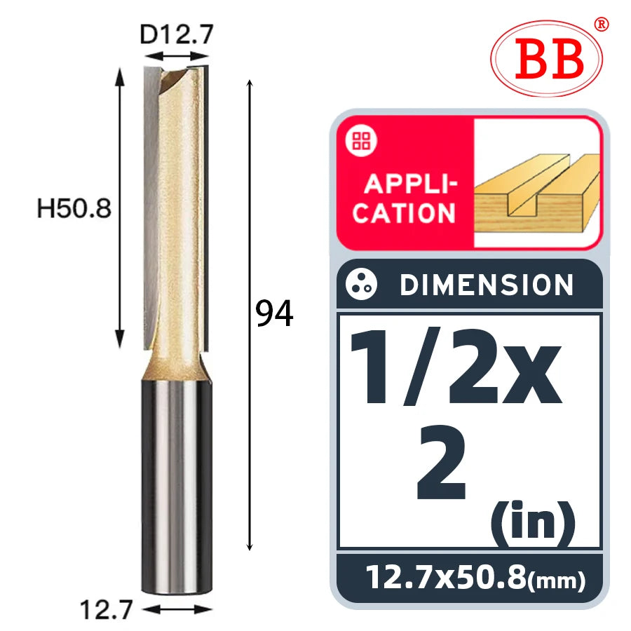 BB Straight Bit 1/4 1/2 Woodworking