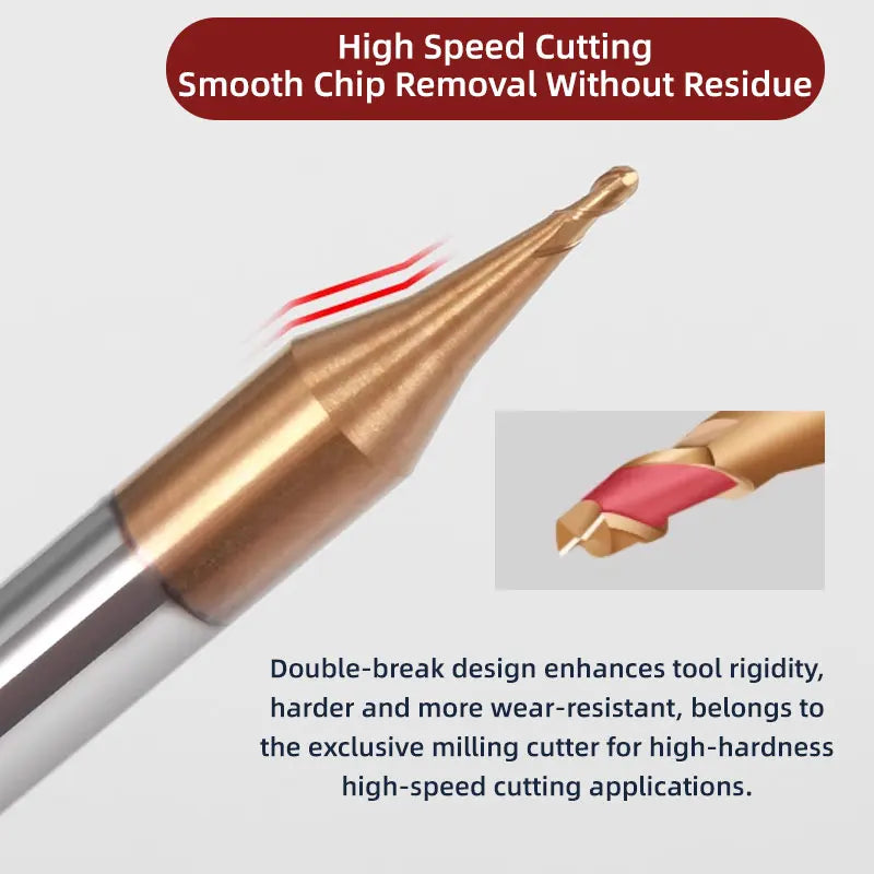 BB Micro Ball End Mill Long Neck Carbide CNC Small Mini Rib Deep Machining Cutter R0.1 R0.75 R1.5 Tool for Steel Metal