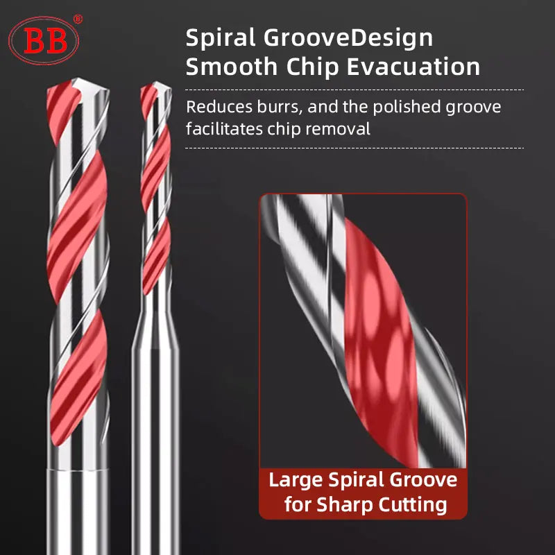 BB Micro Drill Solid Carbide Bit Mini CNC Aluminum Hole Making External Cooling 3xD Shank Diameter 4mm D4 BF2055 0.3~2.02mm