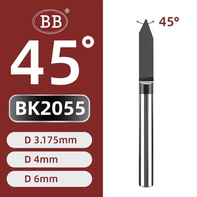 BB Carbide Engraving Bits Coated Graphic Word Carving Router Milling Cutter CNC for Metal Steel Wood Acrylic Plastic 3.175 4 6mm