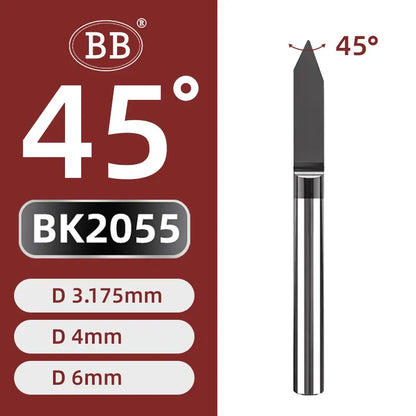 BB Carbide Engraving Bits Coated Graphic Word Carving Router Milling Cutter CNC for Metal Steel Wood Acrylic Plastic 3.175 4 6mm