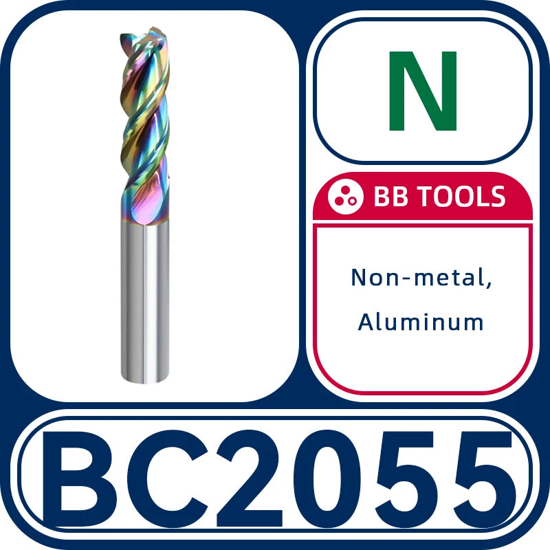 BB Corner Radius End Mill CNC Machining Milling Cutter Coated DLC for Aluminum BC2055