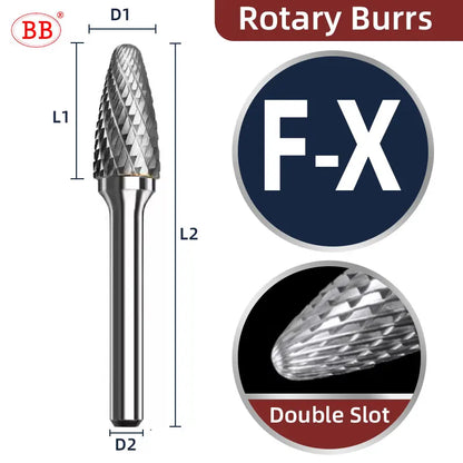 BB Rotary Files Carbide Burrs Deburring Milling Tool M Type 6mm 8mm 10mm Shank Grinder for Metal