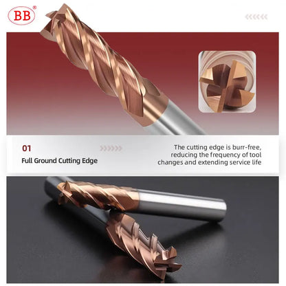 BB Long Length 75mm 100mm 120mm 150mm 200mm 250mm D6 Shank 6mm 4mm Diameter 6mm 8mm 10mm 12mm End Mill