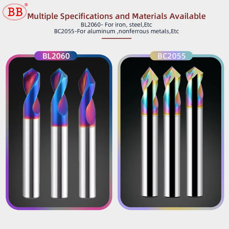 BB Spot Drill Bit CNC Hole Making Tool NC 60 90 120 Degree Short Drill 1mm-20mm Hard Steel Aluminum Coating BL2060 BC2055