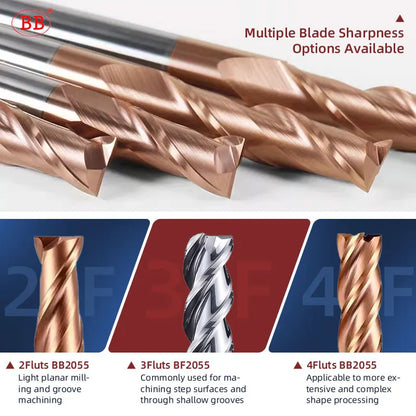BB Long Length 75mm 100mm 120mm 150mm 200mm 250mm D6 Shank 6mm 4mm Diameter 6mm 8mm 10mm 12mm End Mill