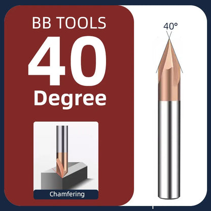 BB Chamfer End Mill CNC V Cutter Tip Angle 30 40 45 50 70 100 110 130 140 150 Degree for Metal Seel Aluminum