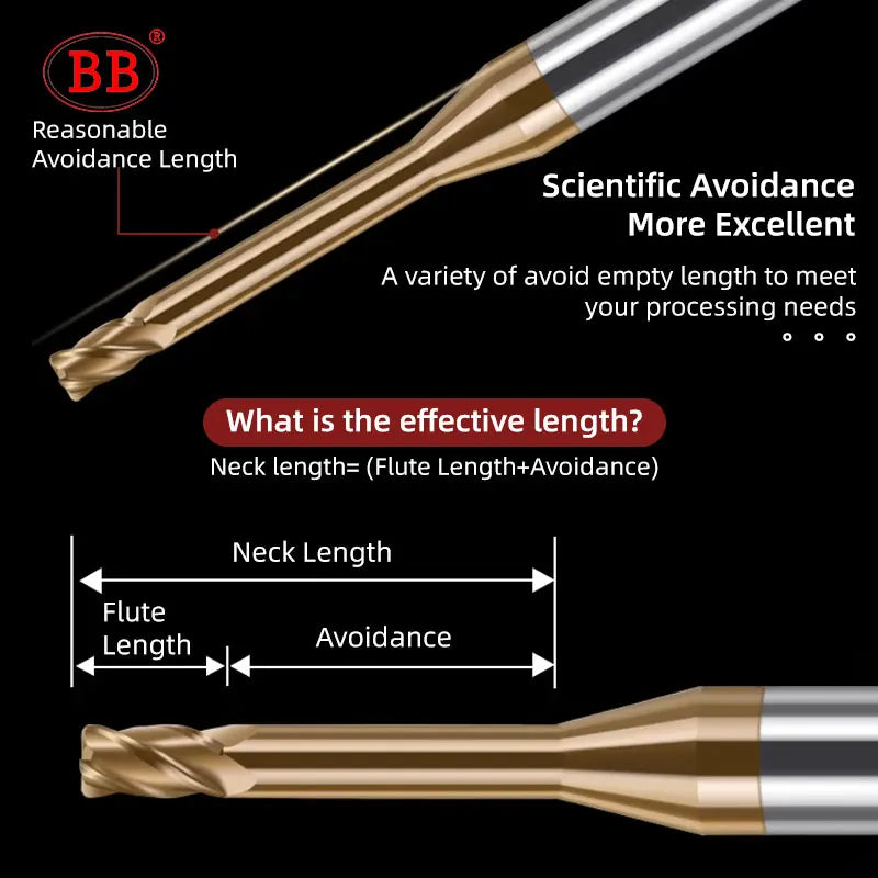 BB Corner Radius End Mill with Long Neck