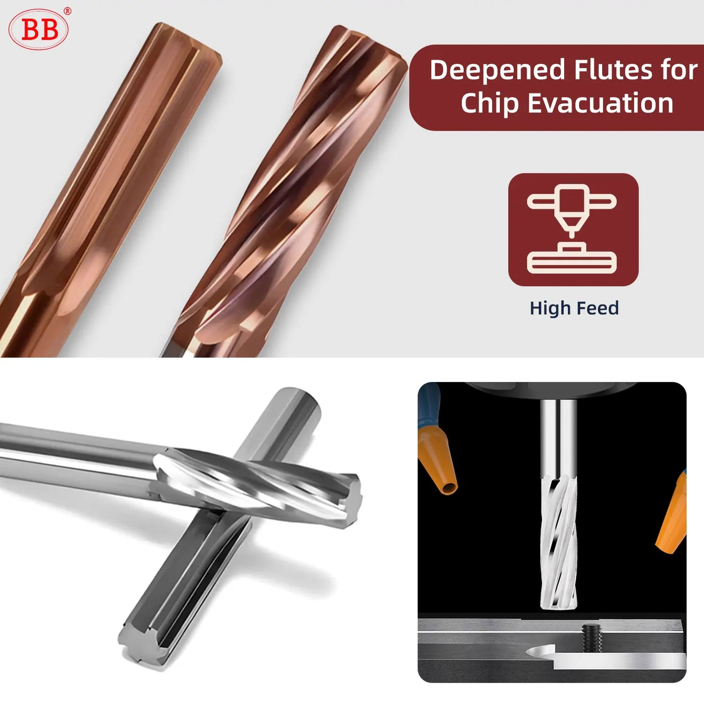 BB Drilling Reamer H8 H9 Straight and Spiral Flute for Metal Aluminum 2-20mm Tool