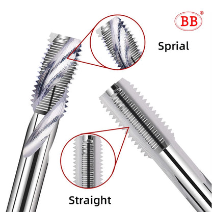 BB CNC Carbide Tap Spiral Straight Flute Fluteless Machine Thread Forming Coated Hardness M2 M3 M4 M5 M6 Metal Tool 1PCS