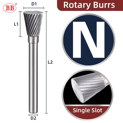 BB Rotary Files Carbide Burrs Deburring Milling Tool M Type 12mm 14mm 16mm Shank Grinder for Metal