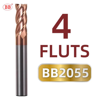 BB 2F 4F Carbide End Mill 1.1mm -25mm CNC Cutter Mini Tool 4 Flute Metal Steel Wood Cutter ISO