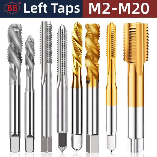 BB Left Tap Machine Thread Tool Spiral Straight Flute TiN HSS M2-M20 for Metal