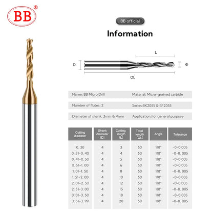 BB Micro Drill (2.03mm-2.99mm) D=4mm