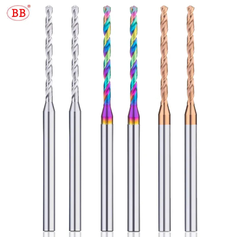 BB Micro Drill Bits – Long Flute | OAL 50–75mm | Shank Ø4mm | Ø1.0–2.95mm | Carbide