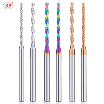 BB Micro Drill Bits – Long Flute | OAL 50–75mm | Shank Ø4mm | Ø1.0–2.95mm | Carbide