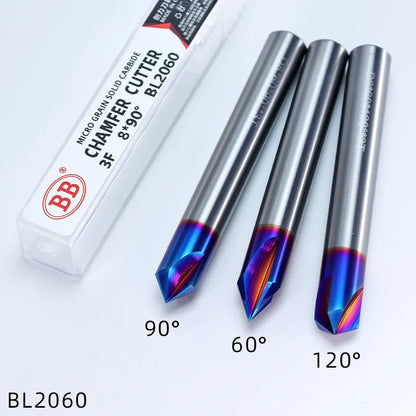 BB Chamfer Milling Cutter Carbide Corner Countersink Chamfering Mill Deburring Edges V Groove Router 60 90 120 Degree 2 3 Flutes