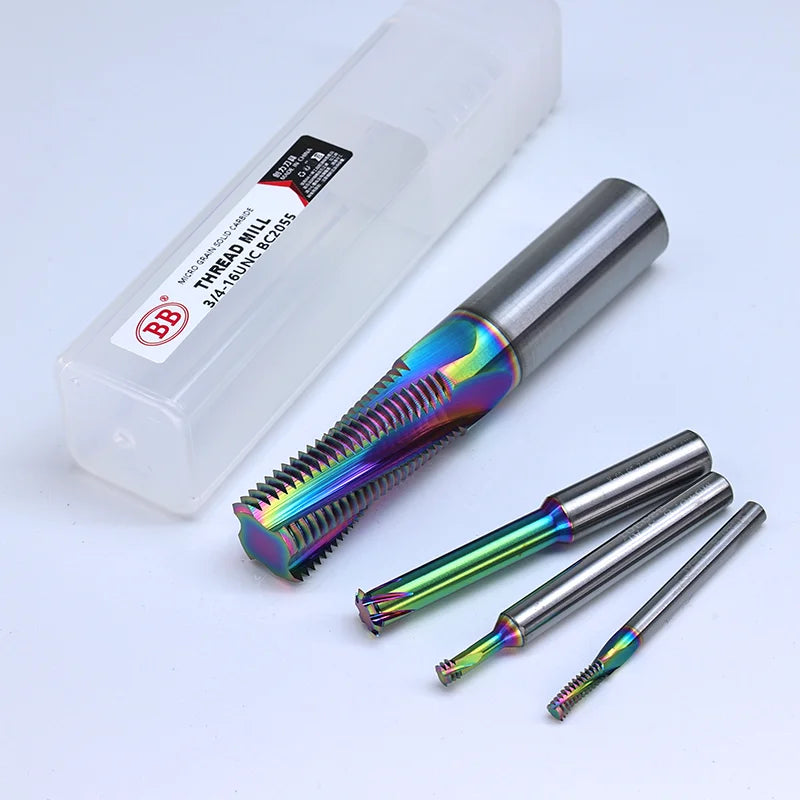 BB Thread Mill Solid Carbide CNC Milling Cutting Tool Full Tooth ISO Inch Pitch Nano Coated M3 M4 M5 M6 M8 Tap Aluminum