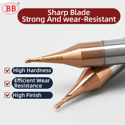 BB Deep Long Neck Micro Carbide End Mill 2xD Rib Processing Cutter CNC Small Diameter 0.2 0.3 0.4 0.5 0.6 0.7 0.8 0.9mm Mini