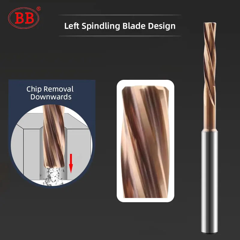 BB Reamer Left Hand 0.5mm-2.22mm BB2055 Micro Carbide Spiral Flute Coated PRO External Cooling Aluminum Small Hole Making