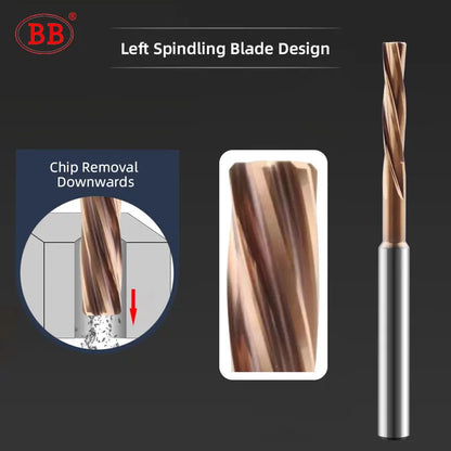 BB Reamer Left Hand 0.5mm-2.22mm BB2055 Micro Carbide Spiral Flute Coated PRO External Cooling Aluminum Small Hole Making