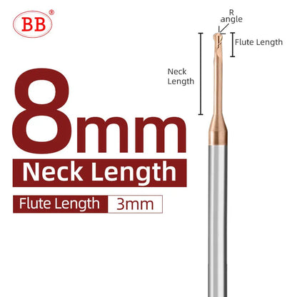 BB Micro Carbide Ball End Mill Long Neck(R0.1-R1.5,BB2055)