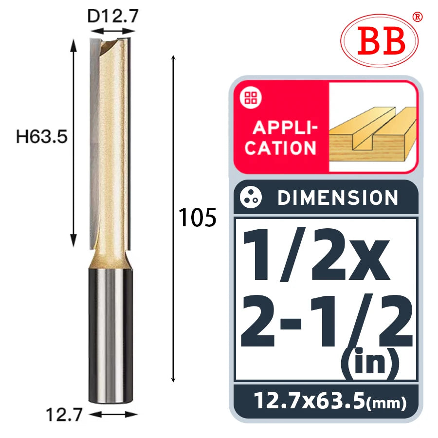 BB Straight Bit 1/4 1/2 Woodworking