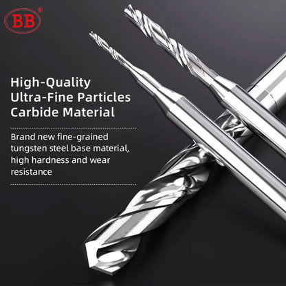 BB Micro Drill Solid Carbide Bit Mini CNC Aluminum Hole Making External Cooling 3xD Shank Diameter 4mm D4 BF2055 0.3~2.02mm