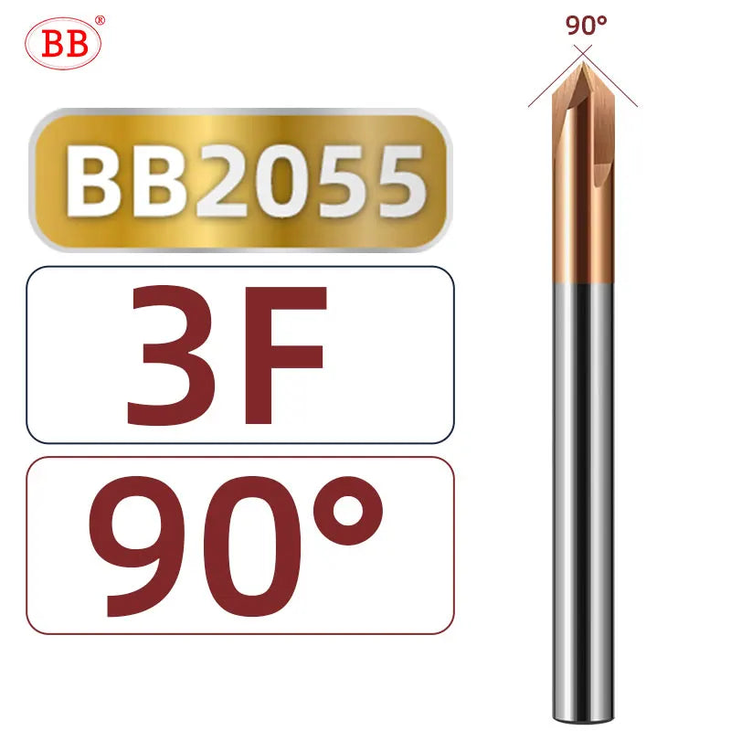 BB Chamfer Cutter Long Length 100mm 150mm Carbide Extended 3F V Milling Countersink CNC 60 90 120 Degree Deburring Edges