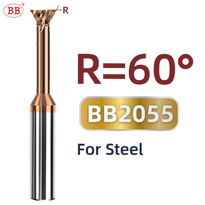 BB Carbide Dovetail Mill Cutter Spiral Flute CNC Slot Long Cutting Length Tool Diameter 1mm-20mm