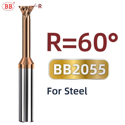 BB Carbide Dovetail Mill Cutter Spiral Flute CNC Slot Long Cutting Length Tool Diameter 1mm-20mm