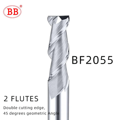 BB 2 Flutes Spiral End Mill CNC Machining Engraving Cutter Carbide Router Bit for Wood Aluminum Copper 0.1mm-20mm DIY Tool