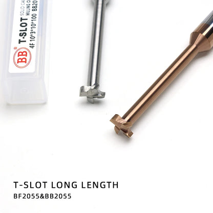 BB Extend Carbide T Slot Milling Cutter Long Neck End Mill CNC Groove Machining Tool for Metal Aluminum Steel 3mm-20mm