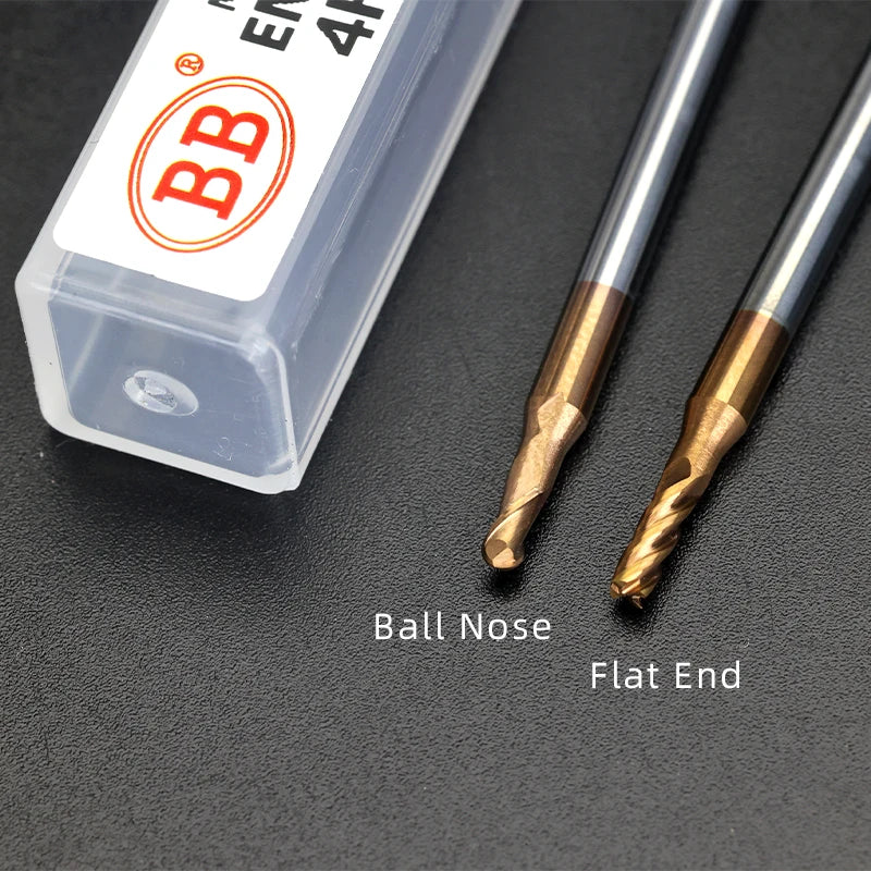 BB 3mm Shank Diameter Ball Nose & Flat End Mill Small Carbide Cutter CNC Machining