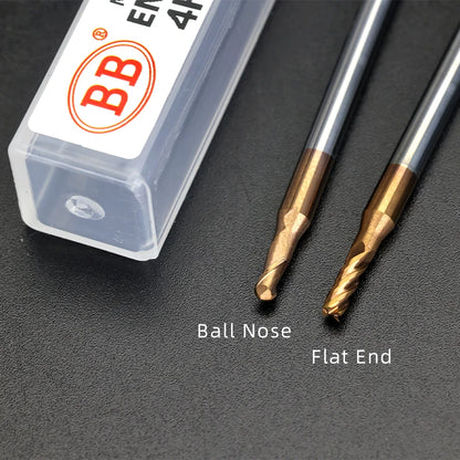 BB 3mm Shank Diameter Ball Nose & Flat End Mill Small Carbide Cutter CNC Machining
