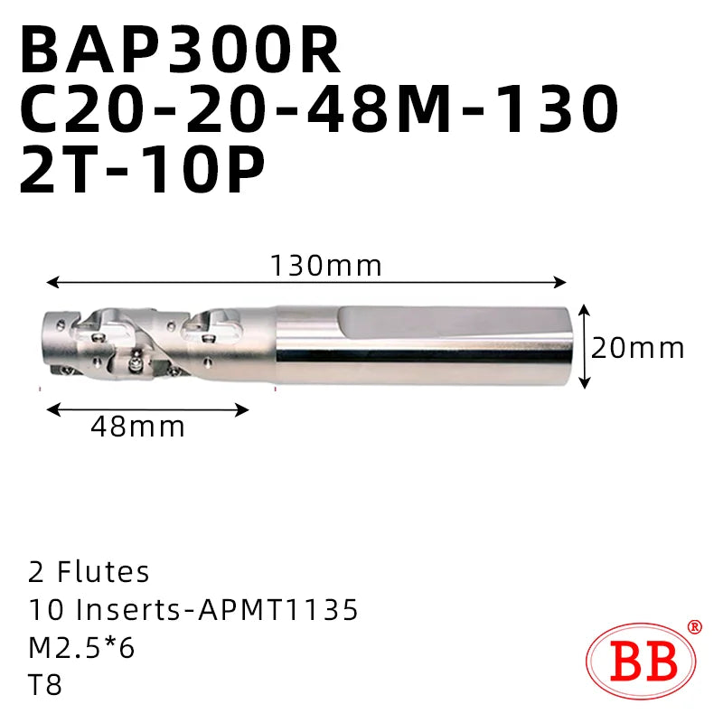 BB Corn Milling Cutter Indexable Mill CNC Tools 300R 400R Side Roughing Machining Steel Pineapple Cutting APMT1135 Inserts